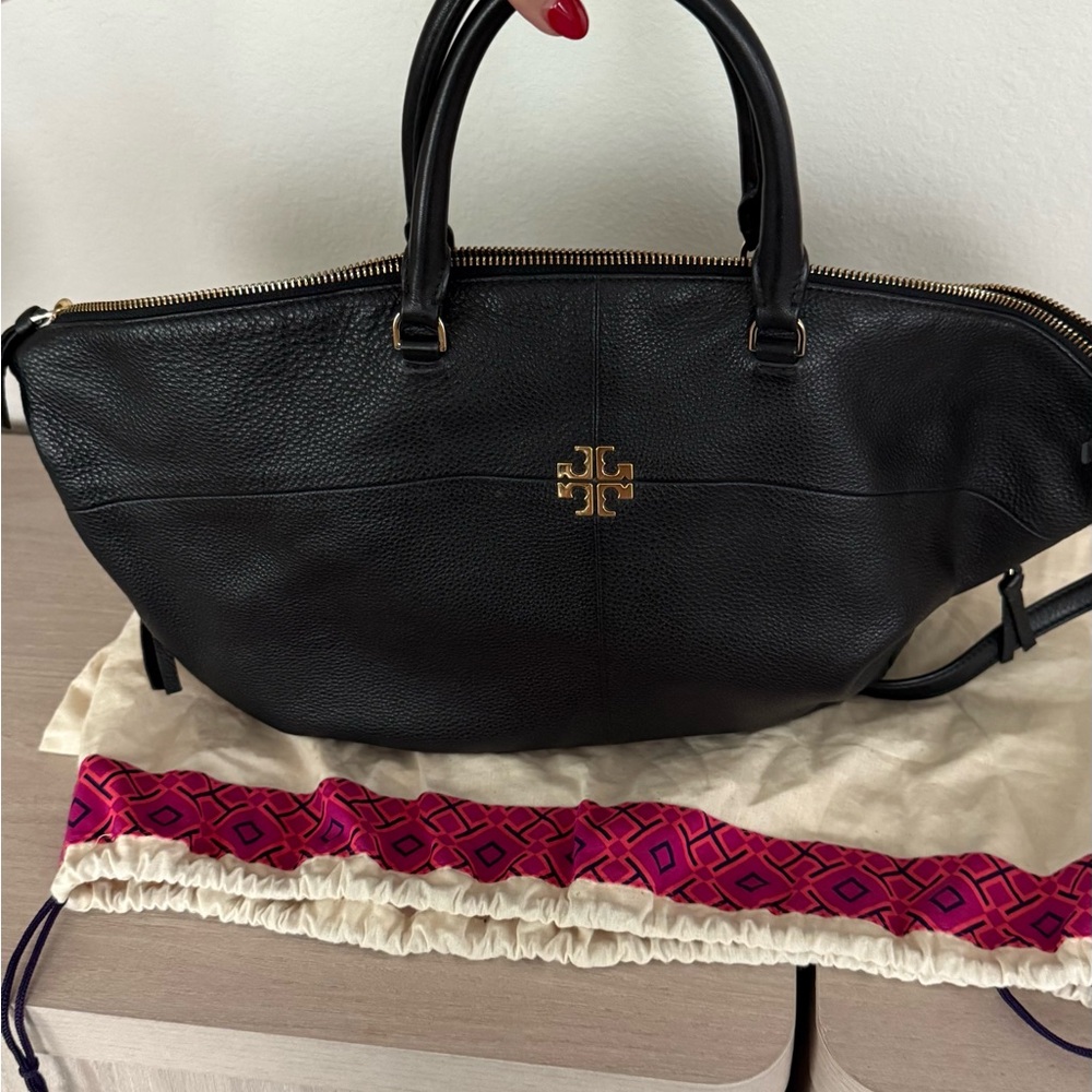 Tory Burch Black Satchel with Gold Accents - Picture 5 of 6